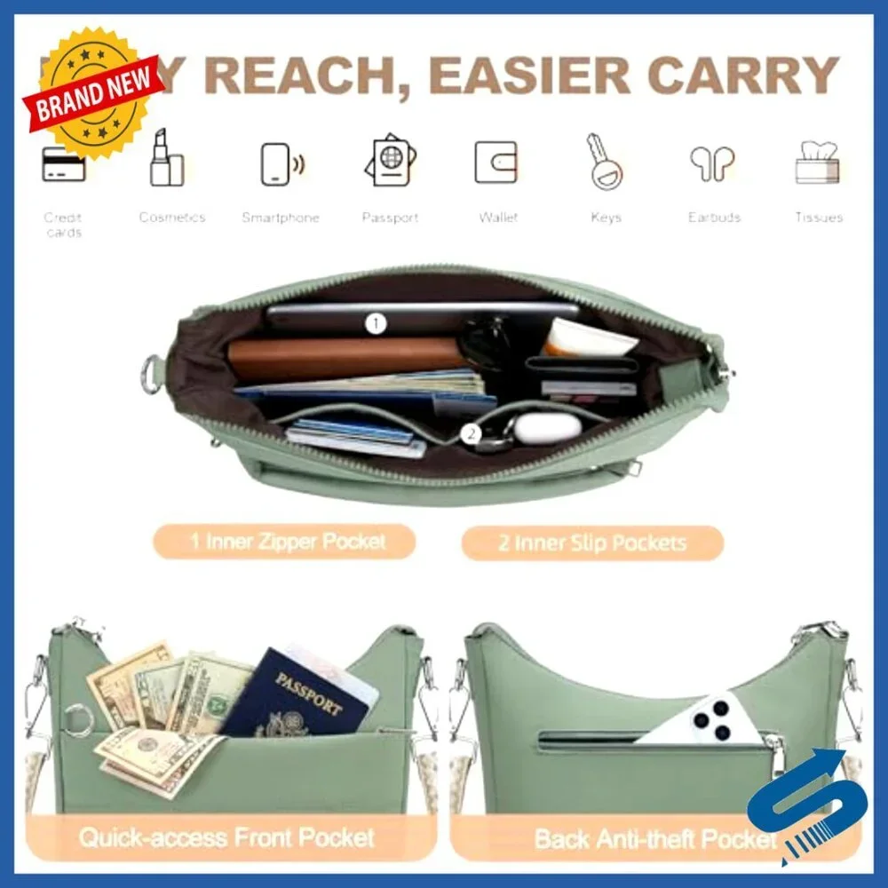 Quilted Puffer Crossbody Bag with RFID Blocking & Built-in Wallet